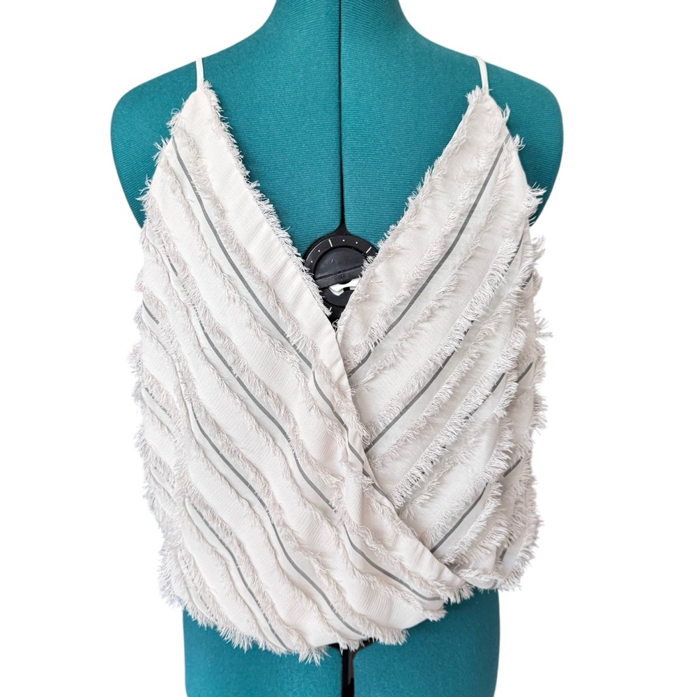 Astr Off-White Fringe Tank Top